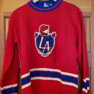 Vintage Dehen Knit Red Sweater LA School Varsity Sweater Size 40 Acrylic